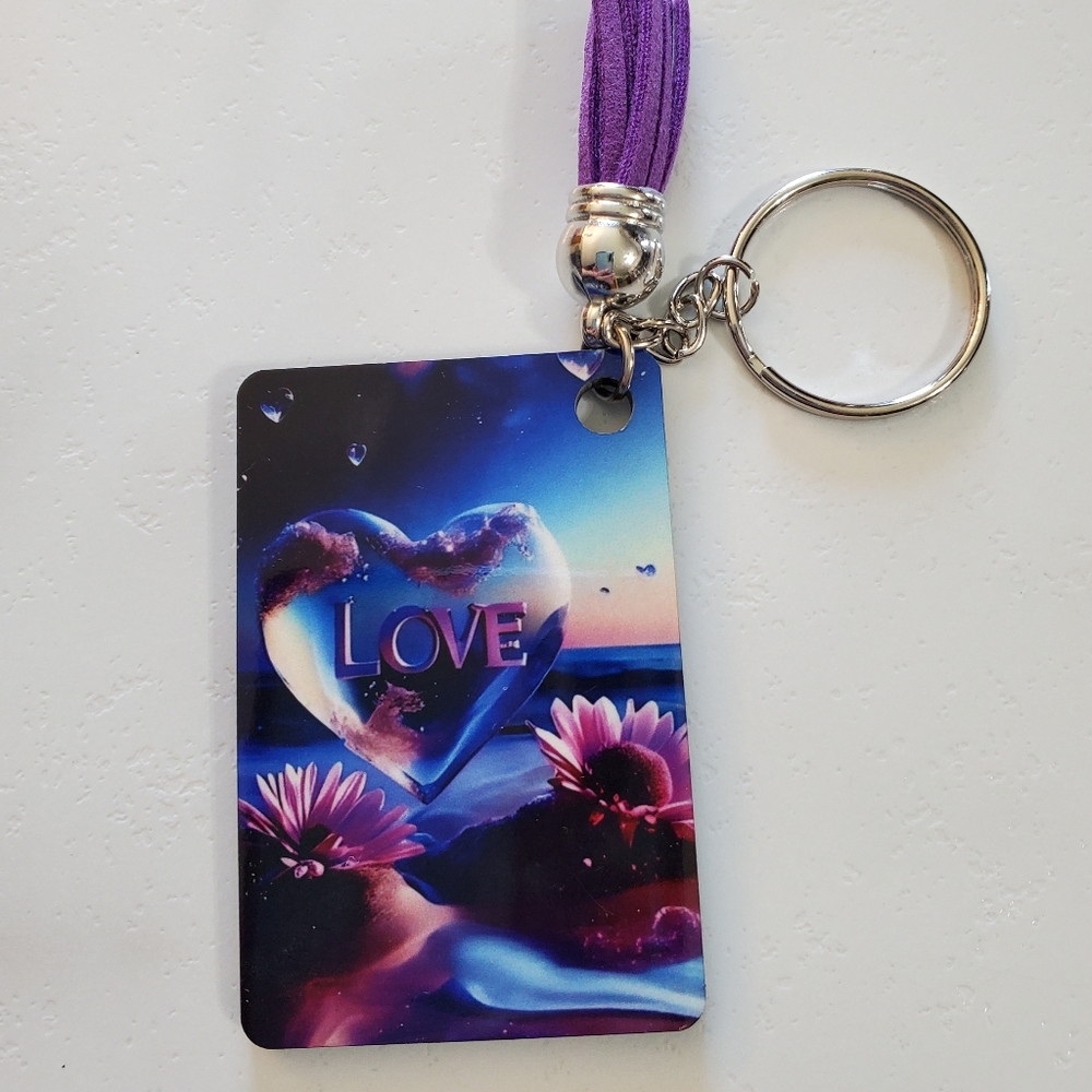 LOVE Heart & Flowers Keychain